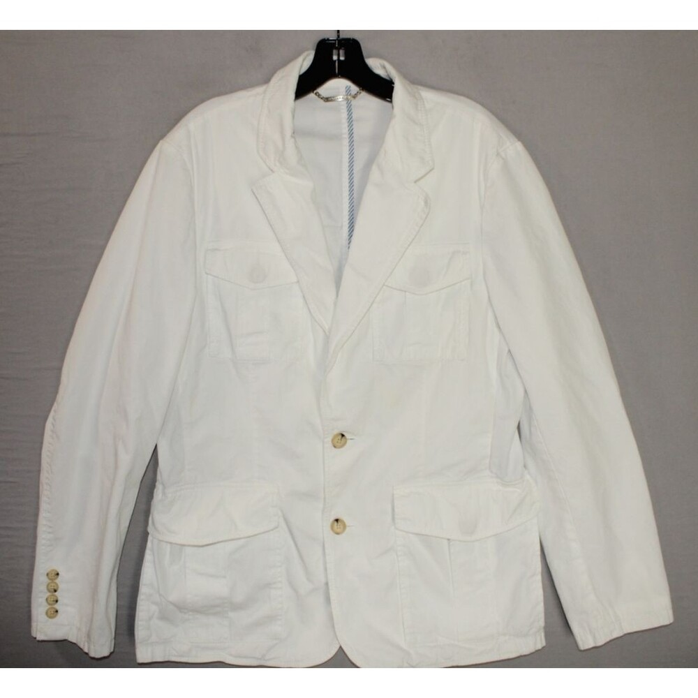 Michael Kors Mens 40R White Blazer 2 Button 4 Pocket Cotton Summer Casual